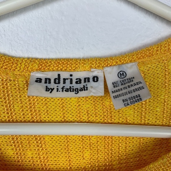Andriano by I. Fatigati Yellow Marigold Rayon Blend Faux Wrap Sweater Medium - Picture 3 of 4